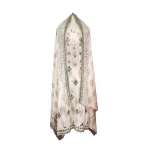 White cotton fabric with print three piece